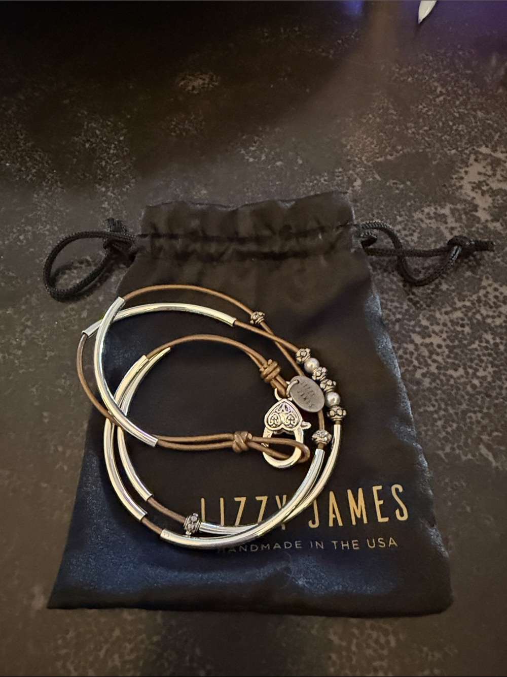 Lizzy James Mini Charmer with Freshwater Pearls Silver Wrap Bracelet